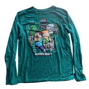 Minecraft Green Long Sleeve Graphic T-Shirt